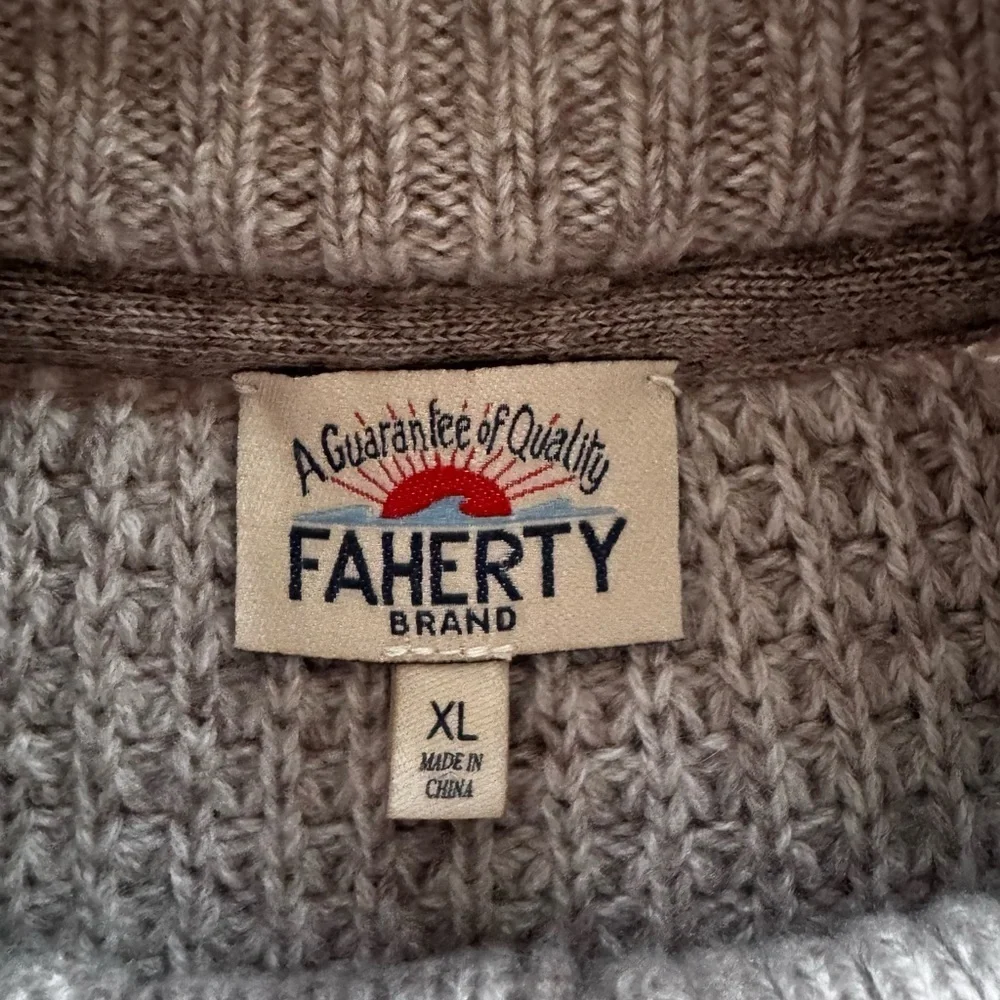 Faherty Brand Cashmere Wool Waffle 1/4 Button Sweater Size XL